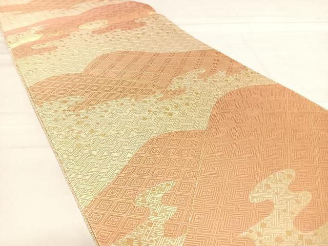 平和屋着物◎佐賀錦 両面六通柄袋帯 遠山箔散らし 金糸 正絹