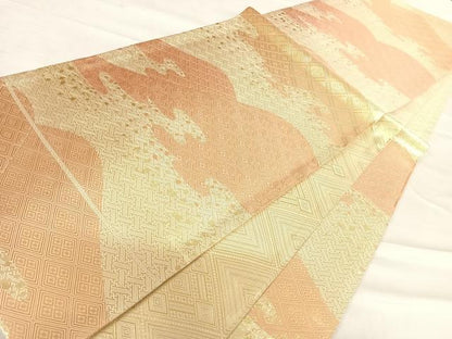 平和屋着物◎佐賀錦　両面六通柄袋帯　遠山箔散らし　金糸　正絹　逸品　AABD5754yx