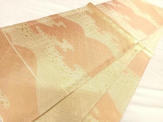 平和屋着物◎佐賀錦　両面六通柄袋帯　遠山箔散らし　金糸　正絹　逸品　AABD5754yx