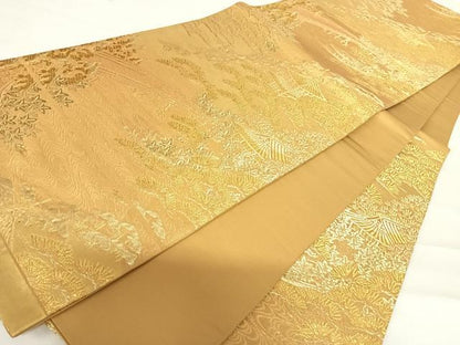 平和屋着物◎六通柄袋帯　京の四季　金糸　正絹　逸品　AABD5769yx