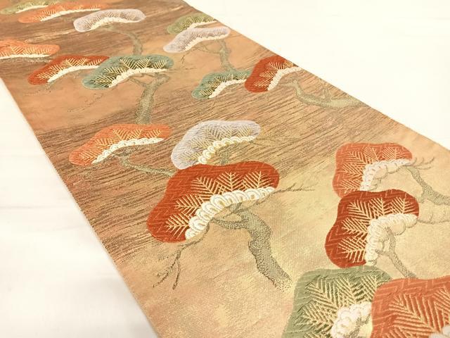 平和屋着物◎六通柄袋帯　唐織　枝松文　金糸　正絹　逸品　AABD5773yx