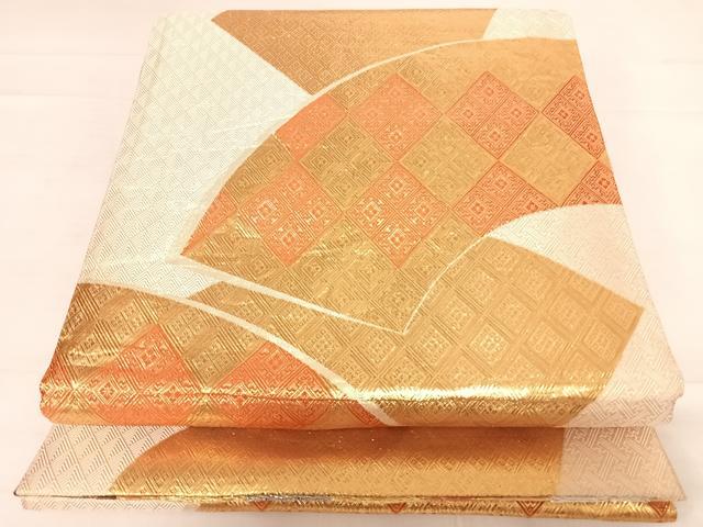 平和屋着物◎佐賀錦 両面六通柄袋帯 舞花文 金銀糸 正絹 逸品 AABD5786yx