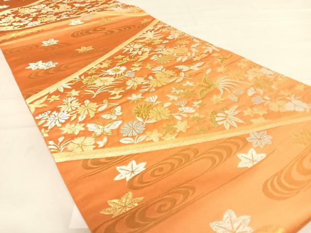 平和屋着物◎六通柄袋帯　唐織　花鳥文　金銀糸　正絹　逸品　AABD5800yx