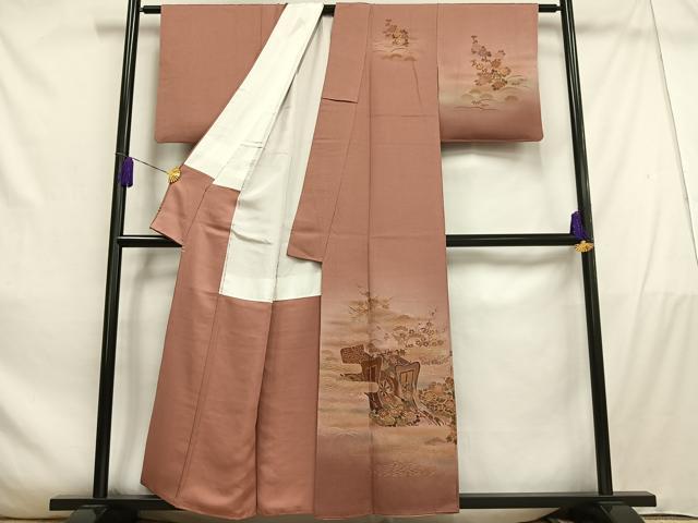 平和屋着物■訪問着　御所車花文　暈し染め　金彩　金糸　正絹　逸品　AABD5858oa