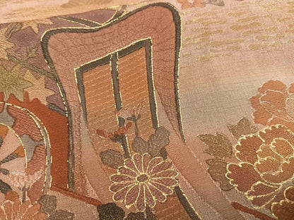 平和屋着物■訪問着　御所車花文　暈し染め　金彩　金糸　正絹　逸品　AABD5858oa