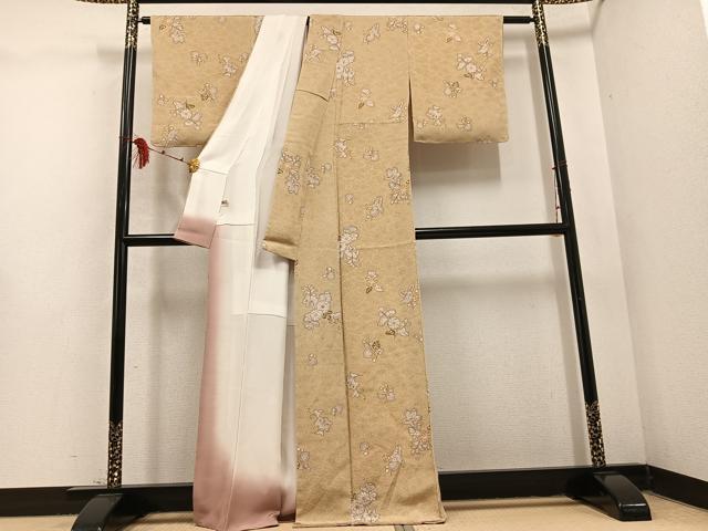 平和屋着物●上質な小紋 辻が花 鬼しぼ縮緬 正絹 逸品 未使用 AABD5967ph