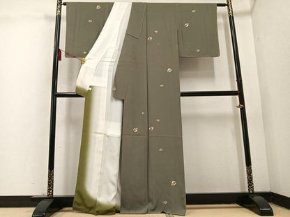 平和屋着物●上質な小紋　貝合わせ花文　金彩　正絹　逸品　未使用　AABD5983ph