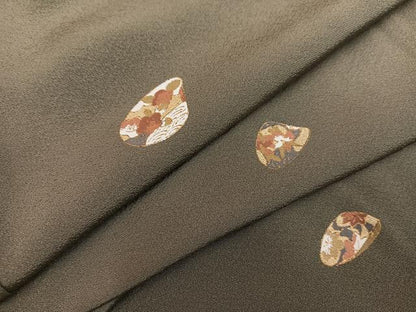 平和屋着物●上質な小紋　貝合わせ花文　金彩　正絹　逸品　未使用　AABD5983ph