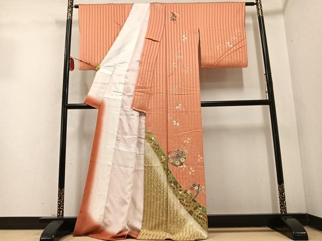 平和屋着物●訪問着 草花文 金彩 正絹 逸品 AABD5984ph