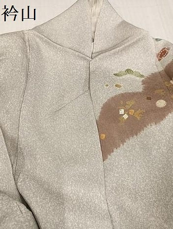 平和屋着物●京友禅の第一人者　松井青々　訪問着　駒刺繍　扇面花文　金彩　正絹　逸品　AABD5985ph