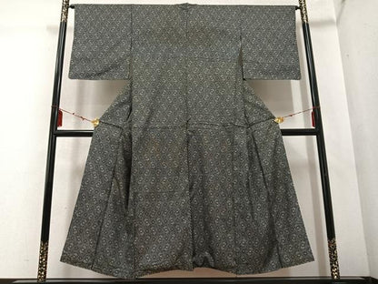 平和屋着物●本場大島紬　割込絣　幾何学文様正絹　逸品　AABD6008ph