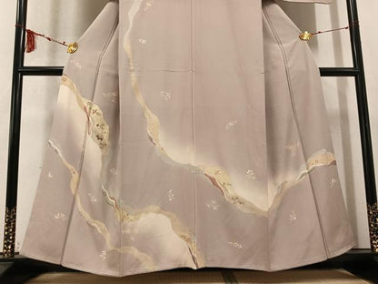 平和屋着物●訪問着 刺繍 飛鳥草花文 金彩 正絹 逸品 AABD6015ph