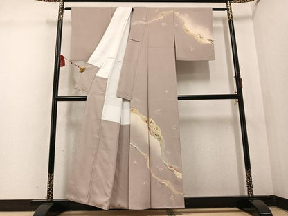 平和屋着物●訪問着 刺繍 飛鳥草花文 金彩 正絹 逸品 AABD6015ph