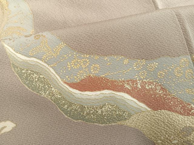 平和屋着物●訪問着 刺繍 飛鳥草花文 金彩 正絹 逸品 AABD6015ph