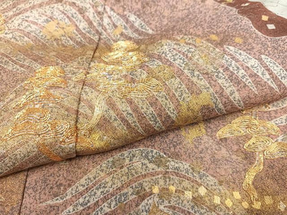 平和屋着物●京友禅の第一人者 松井青々 色留袖 駒刺繍 浜松文 金彩 正絹 逸品 AABD6025ph