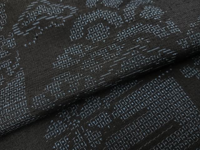 平和屋着物●結城紬　100亀甲　亀甲草花文　正絹　逸品　AABD6027ph