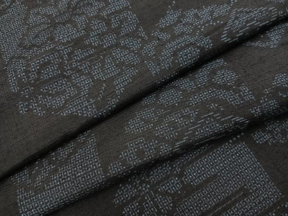 平和屋着物●結城紬　100亀甲　亀甲草花文　正絹　逸品　AABD6027ph