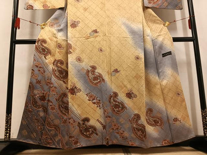 平和屋着物●訪問着 LANVIN ランバン 更紗花文 暈し染め 金彩 正絹 逸品 AABD6037ph