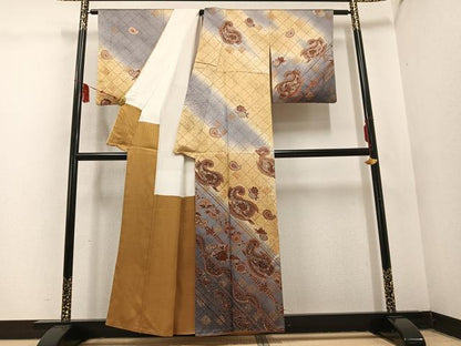 平和屋着物●訪問着 LANVIN ランバン 更紗花文 暈し染め 金彩 正絹 逸品 AABD6037ph
