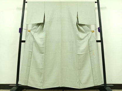 平和屋着物▽本草木染作家　瑞寶　色無地　単衣　柳鼠色　正絹　逸品　AABD6045jh