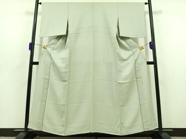 平和屋着物▽本草木染作家　瑞寶　色無地　単衣　柳鼠色　正絹　逸品　AABD6045jh