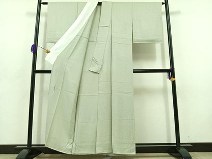 平和屋着物▽本草木染作家　瑞寶　色無地　単衣　柳鼠色　正絹　逸品　AABD6045jh