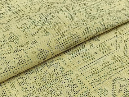 平和屋着物▽上質な紬 単衣 草花文 正絹 逸品 AABD6051jh