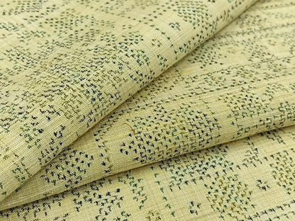 平和屋着物▽上質な紬 単衣 草花文 正絹 逸品 AABD6051jh