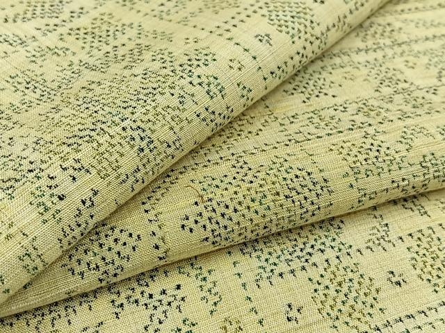 平和屋着物▽上質な紬 単衣 草花文 正絹 逸品 AABD6051jh