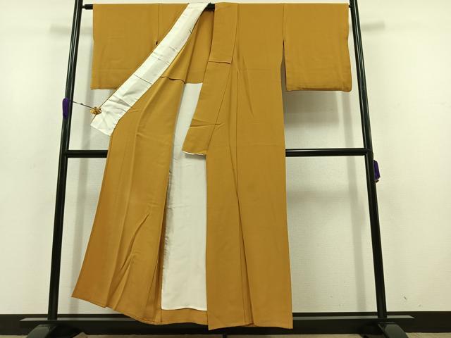 平和屋着物▽上質な色無地　単衣　金色　正絹　逸品　AABD6052jh