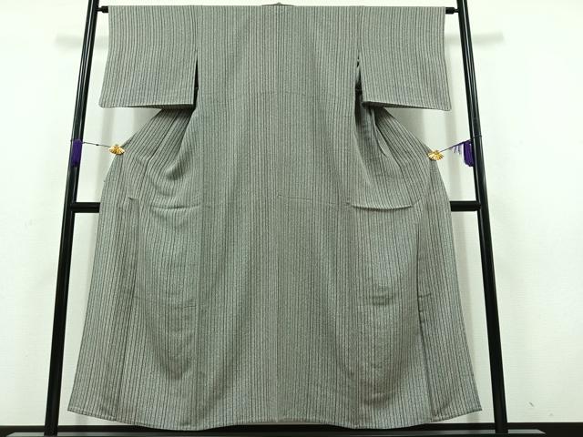 平和屋着物▽上質な小紋 単衣 縞 正絹 逸品 AABD6053jh