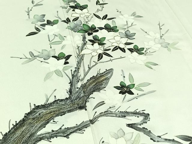 平和屋着物▽訪問着　単衣　手描き　枝花文　金彩　正絹　逸品　AABD6054jh