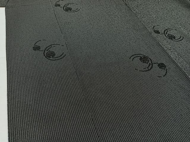 平和屋着物▽上質な小紋 単衣 鈴 黒地 正絹 逸品 AABD6056jh