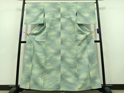 平和屋着物▽上質な小紋 単衣 松文 暈し染め 正絹 逸品 AABD6063jh