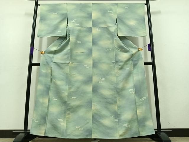 平和屋着物▽上質な小紋 単衣 松文 暈し染め 正絹 逸品 AABD6063jh