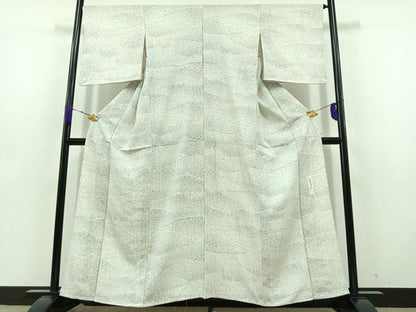 平和屋着物▽上質な小紋 単衣 作家物 草花文 正絹 逸品 AABD6066jh