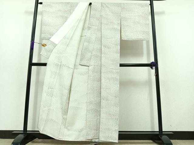 平和屋着物▽上質な小紋 単衣 作家物 草花文 正絹 逸品 AABD6066jh