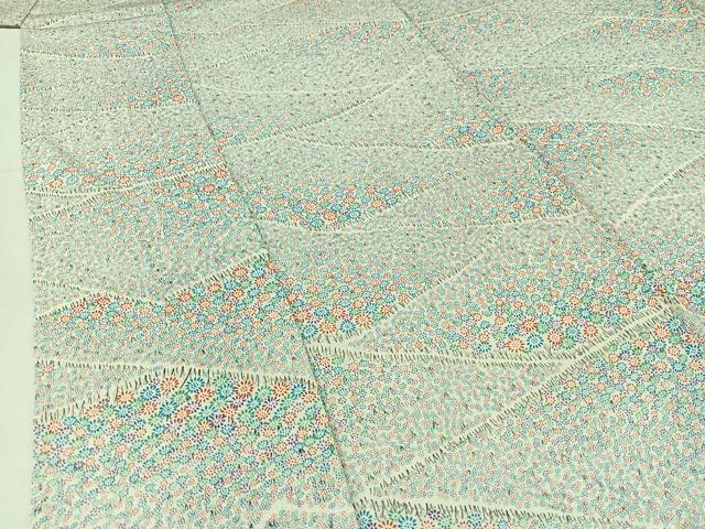 【単衣】正絹　上質な小紋　デザイン柄 平和屋着物▽上質な小紋 単衣 作家物 草花文 正絹 逸品 AABD6066jh