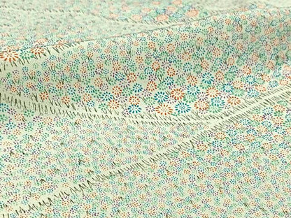 平和屋着物▽上質な小紋 単衣 作家物 草花文 正絹 逸品 AABD6066jh