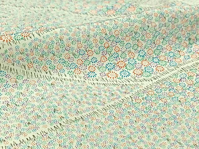 平和屋着物▽上質な小紋 単衣 作家物 草花文 正絹 逸品 AABD6066jh