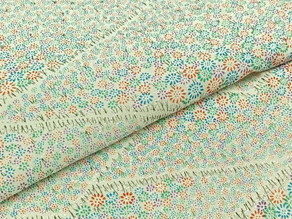 平和屋着物▽上質な小紋 単衣 作家物 草花文 正絹 逸品 AABD6066jh