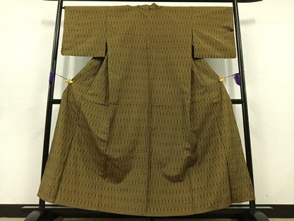 平和屋着物▽上質な紬　単衣　網目文　正絹　逸品　AABD6067jh