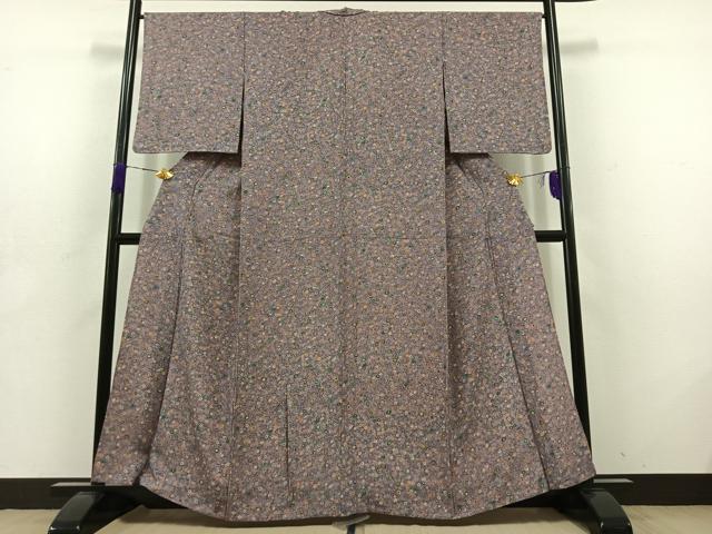 平和屋着物□上質な紬 平和屋着物▽上質な紬 単衣 陶器草花文 正絹