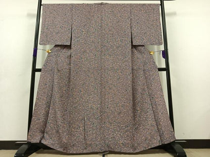 平和屋着物▽上質な小紋 単衣 型染め 草花文 正絹 逸品 AABD6068jh