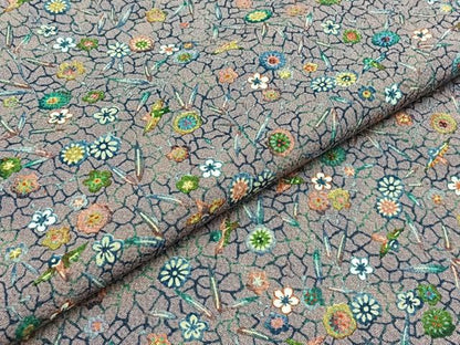 平和屋着物▽上質な小紋 単衣 型染め 草花文 正絹 逸品 AABD6068jh
