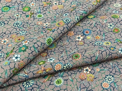 平和屋着物▽上質な小紋 単衣 型染め 草花文 正絹 逸品 AABD6068jh