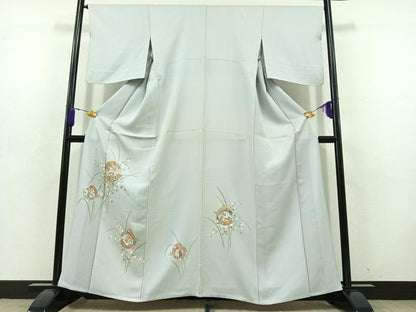 平和屋着物▽訪問着 単衣 駒刺繍 束ね熨斗花文 金彩 正絹 逸品 AABD6071jh