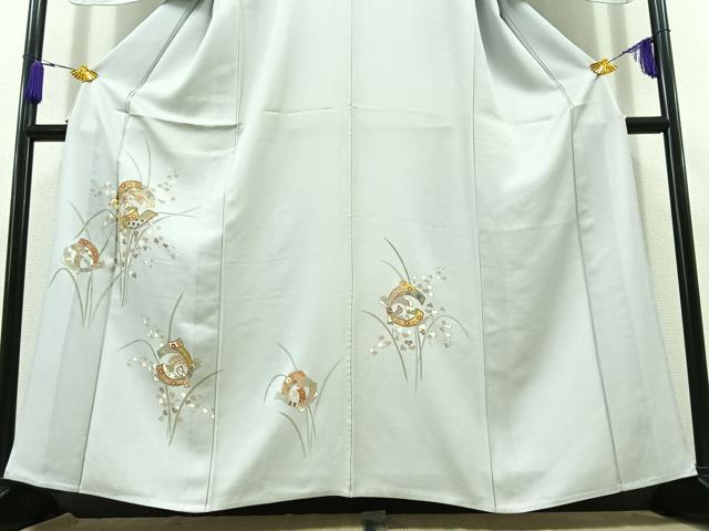 平和屋着物▽訪問着 単衣 駒刺繍 束ね熨斗花文 金彩 正絹 逸品 AABD6071jh