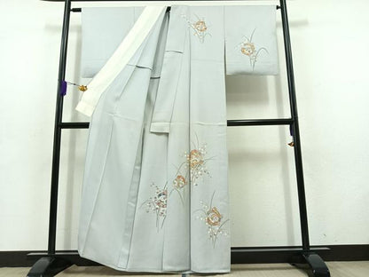 平和屋着物▽訪問着 単衣 駒刺繍 束ね熨斗花文 金彩 正絹 逸品 AABD6071jh