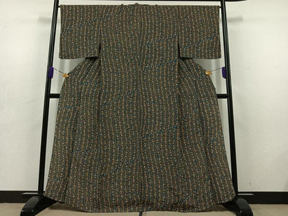 平和屋着物▽上質な小紋 単衣 立涌花文 正絹 逸品 AABD6072jh